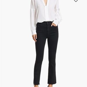 MOTHER The Hustler Ankle Fray Jeans in Not Guilty Sz 27 Denim $228 Black flare